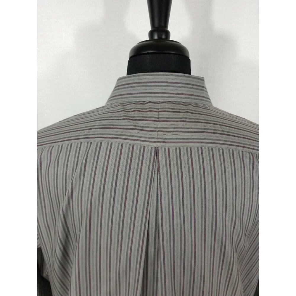Murano Long Sleeve Dress Casual Shirt Mens 17.5 Neck Gray Purple 23" Chest - Picture 7 of 9